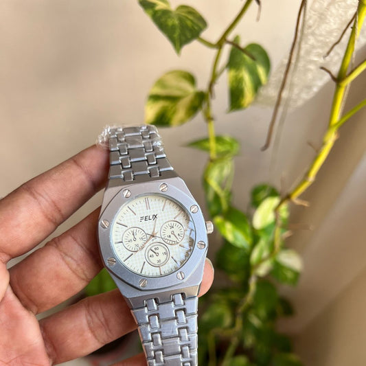 Grey Colour Round Dial Stainless Steel Straps Classic Watch For Men