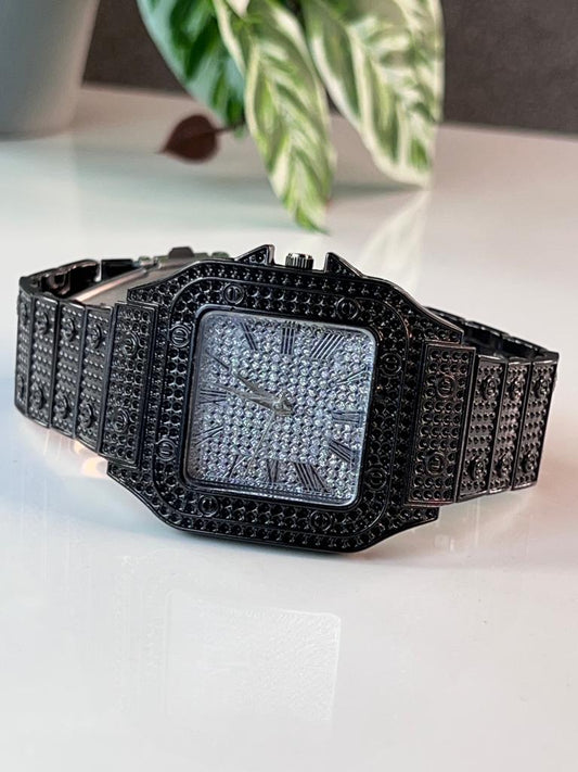 Black Square Dial Bracelet Style Analog Watch For Men