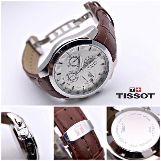 Brown Trending Chronograph Working Leather Watch For Men And Boys