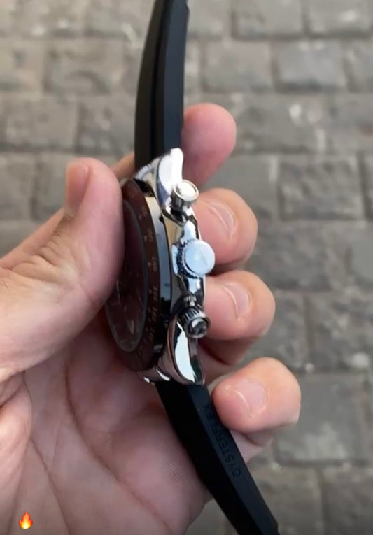 Blue Dial Black Silicon Straps Classic Daytona Watch For Men