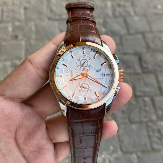 Brown Trending Chronograph Working Brown Leather Watch For Men And Boys