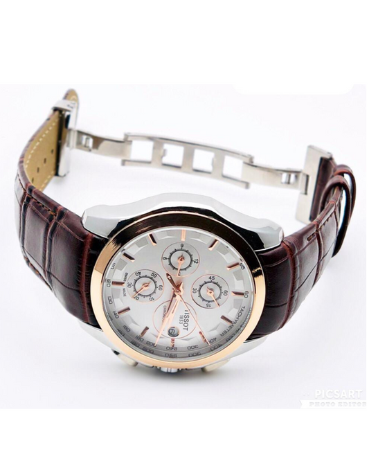 Brown Trending Chronograph Working Brown Leather Watch For Men And Boys